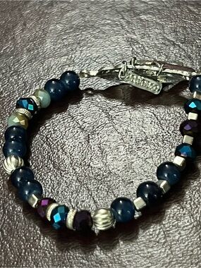 Beaded Navy Bracelet with Silver Accents